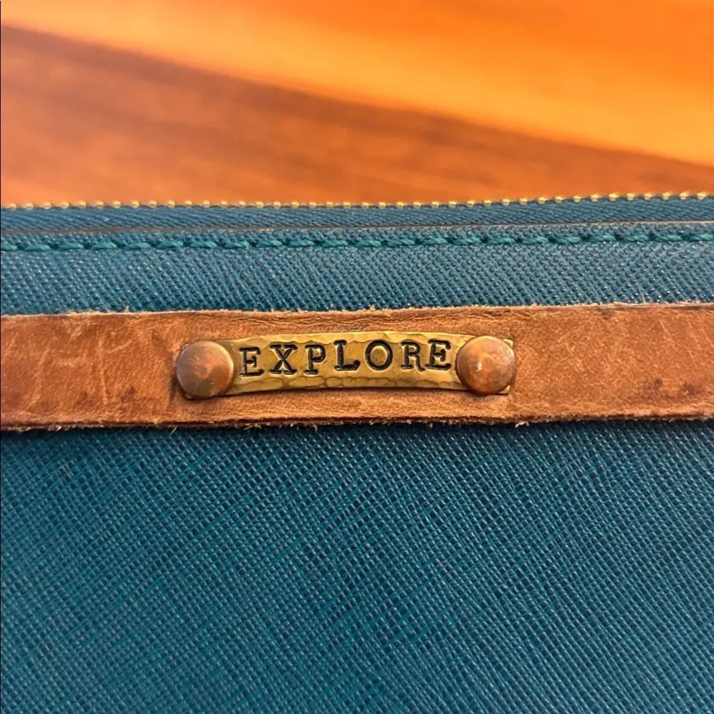 Michael Kors Explore Teal Zip Around Wallet